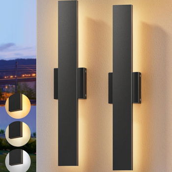 LED vanjska zidna svjetiljka s pozadinskim osvjetljenjem, s promjenjivim intenzitetom, pravokutna, Wi‑Fi i Bluetooth, prilagodljiva za hodnik i dvorište
