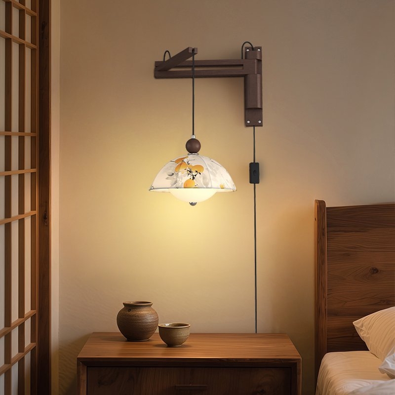 Po mjeri nordijska platnena zidna lampa u mid-century stilu, vintage izgled za spavaću sobu, uz krevet, dnevni boravak i hodnik.
