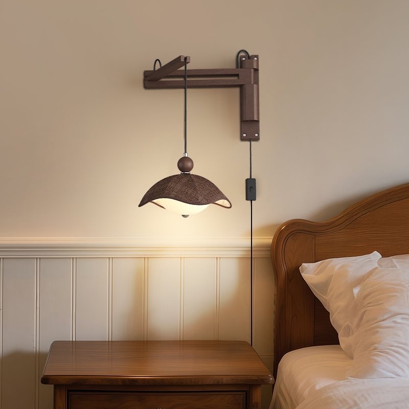 Po mjeri nordijska platnena zidna lampa u mid-century stilu, vintage izgled za spavaću sobu, uz krevet, dnevni boravak i hodnik.