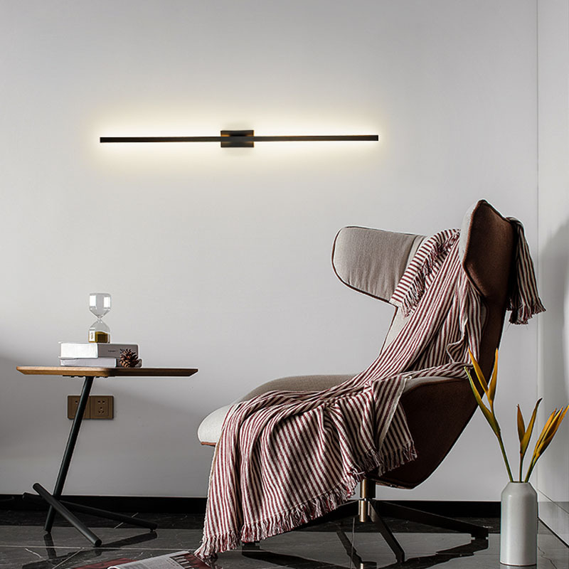 Nordijska minimalistička dizajnerska zidna svjetiljka, postmoderni stil, linearna zidna rasvjeta za dnevni boravak, blagovaonu i hodnik, pogodna za hotelske interijere.