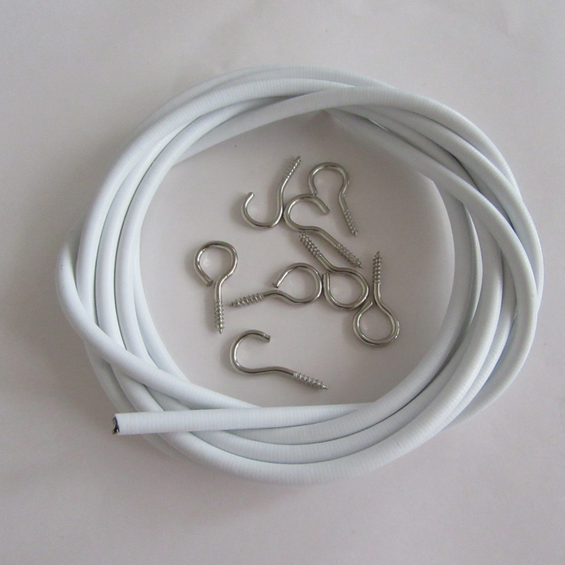 Plastično obloženo zavjesno užad, 5 m, 12 kuka, bijela