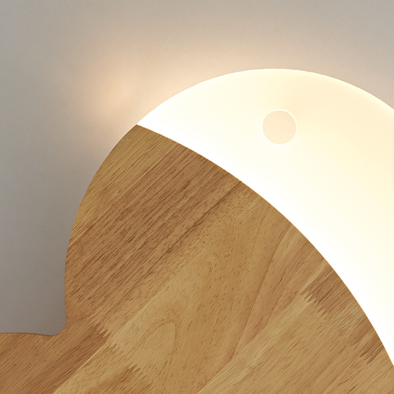 Zidna svjetiljka u skandinavskom stilu od masivnog drveta za dječju sobu, kreativni motiv male ribe za hodnik, novi model 2025, japanskog stila svjetiljka za spavaću sobu