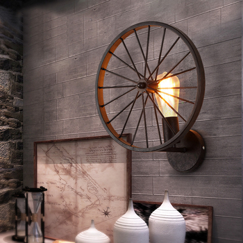 Zidna lampa u obliku kotača, američki stil, loft retro industrijski dizajn