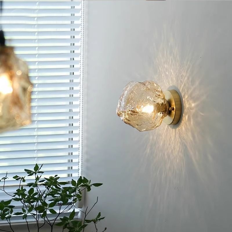 Stenska lampa u obliku ledene kocke, japanskog stila, staklena lampa za spavaću sobu, minimalističko retro osvjetljenje za hodnik