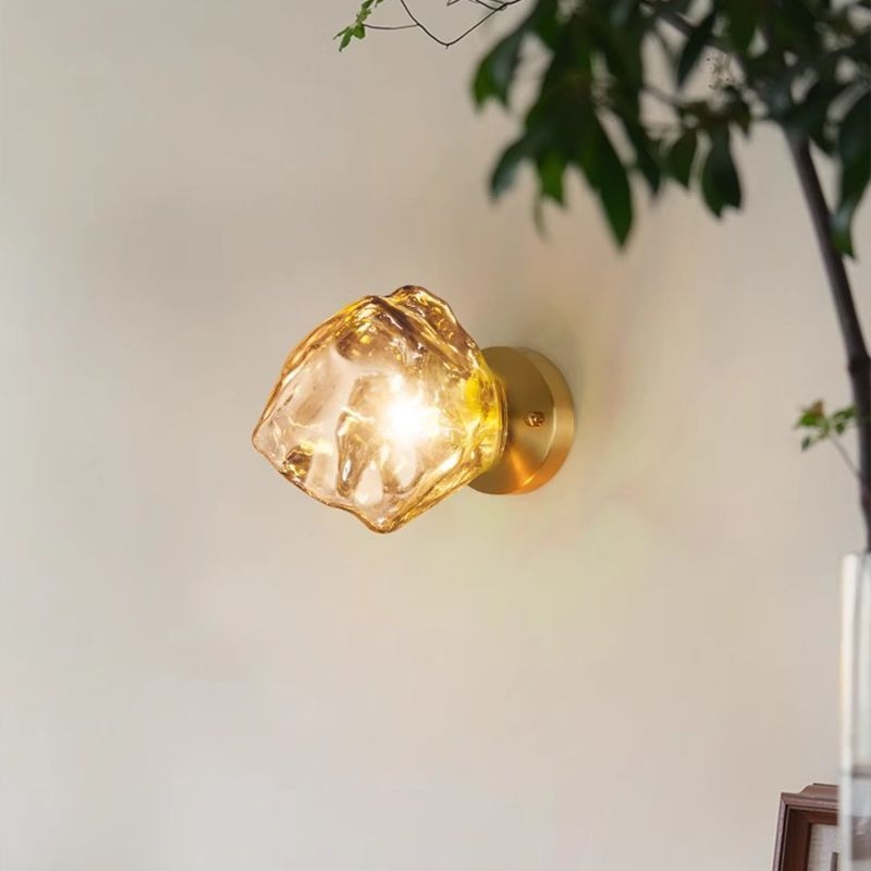 Stenska lampa u obliku ledene kocke, japanskog stila, staklena lampa za spavaću sobu, minimalističko retro osvjetljenje za hodnik