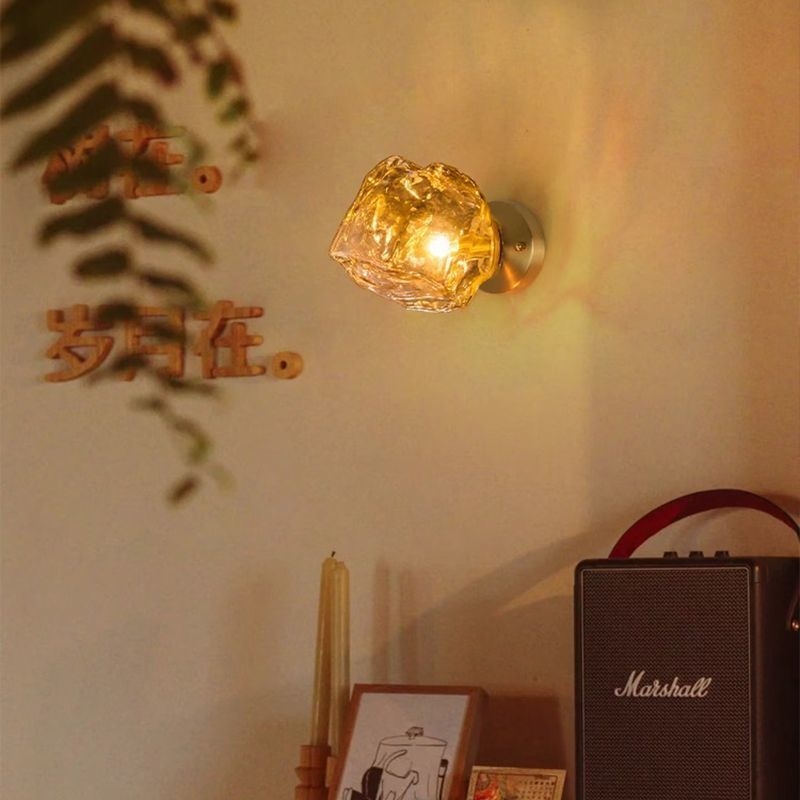 Stenska lampa u obliku ledene kocke, japanskog stila, staklena lampa za spavaću sobu, minimalističko retro osvjetljenje za hodnik
