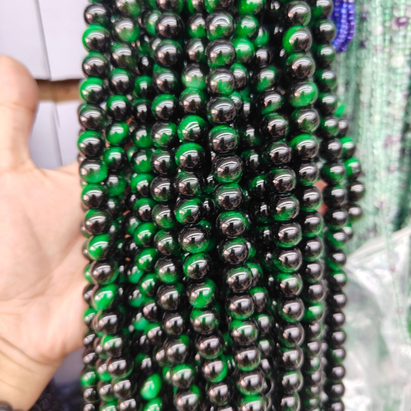 Visokokvalitetne imitacije višebojnog tigrovog oka staklenih perli – labave perle za narukvice, poluproizvodi od okruglih perli za DIY nakit, paket