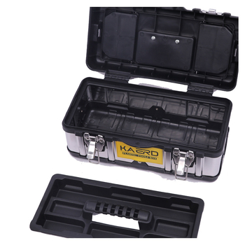 Kov kutija za alate od nehrđajućeg čelika s ABS plastičnim okvirom, dvostruki sloj, za kućnu i automobilska upotreba, dimenzije 400×210×190 mm, nosivost 200 kg