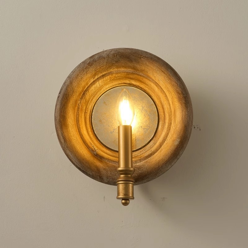 Zidna lampa od drveta s umjetničkim ogledalom, američki retro stil, francuski kreativni dizajn, za spavaću sobu, dnevni boravak, pozadinu televizora i hodnik