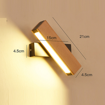 LED zidna lampa od masivnog drveta, moderni minimalistički dizajn, 360° rotirajuća lampa za čitanje uz krevet, za spavaću sobu i hodnik