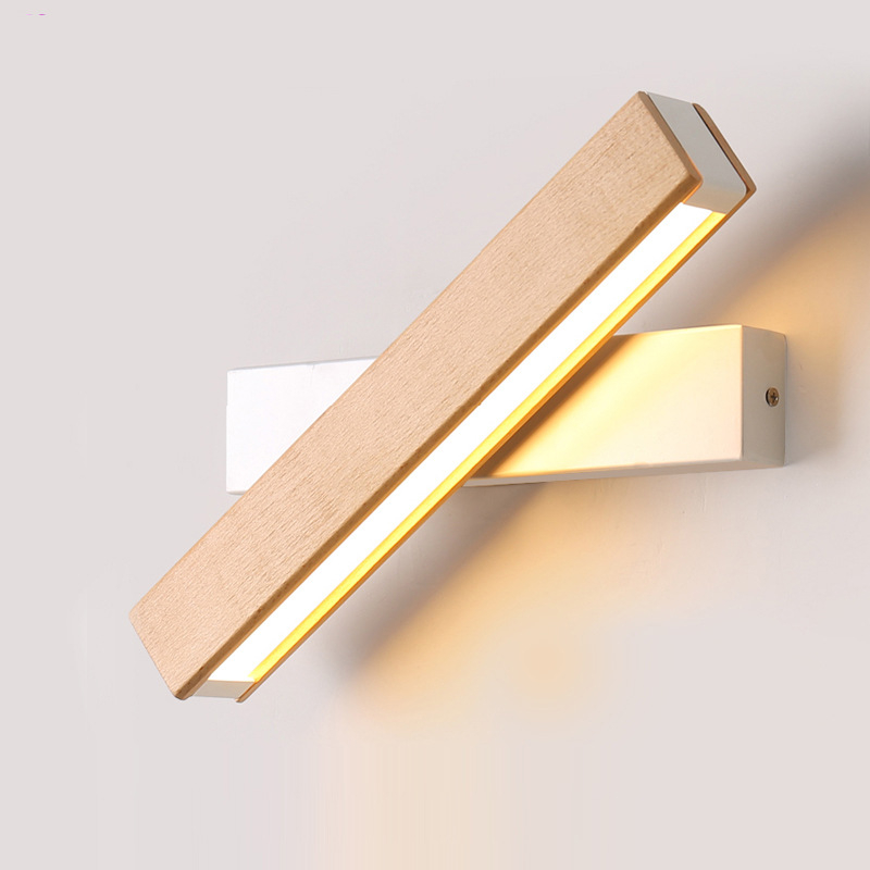 LED zidna lampa od masivnog drveta, moderni minimalistički dizajn, 360° rotirajuća lampa za čitanje uz krevet, za spavaću sobu i hodnik