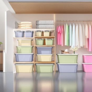 Prijenosna kutija za odlaganje odjeće, plastični organizator, krem boja, 20-30L