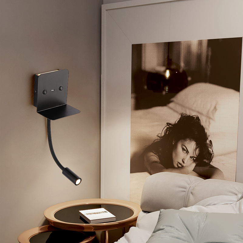 USB LED zidna svjetiljka za spavaću sobu i dnevni boravak, USB punjenje, moderan kovinski kućište od željeza i aluminija