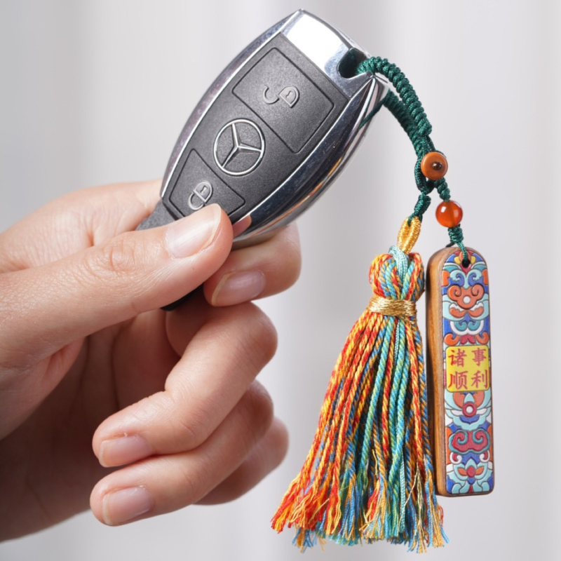 Zeleni sandalovo drvo privjesak za ključeve automobila, ručno izrađeni DIY nakit, lanac za mobitel, privjesak za torbu
