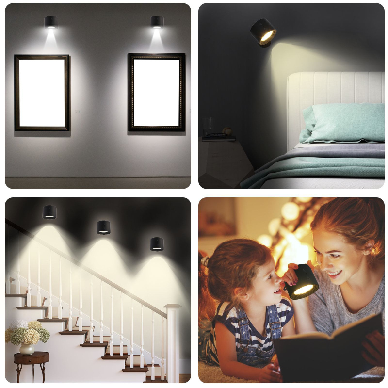 Magnetna zidna lampica USB punjiva, RGB LED, 3 temperature boje, regulabilna svjetlina, daljinsko upravljanje, noćna svjetiljka