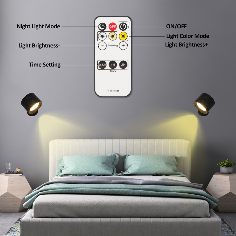 Magnetna zidna lampica USB punjiva, RGB LED, 3 temperature boje, regulabilna svjetlina, daljinsko upravljanje, noćna svjetiljka