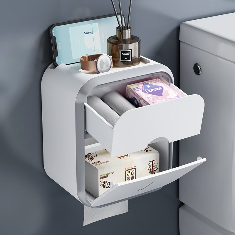 Viseći držač toaletnog papira i dispenser, bez bušenja, kupaonica, PP materijal
