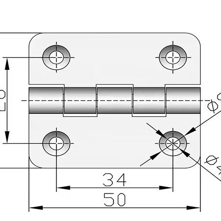 Cl099 panta za kućne ormariće vrata, 2-inčni od nehrđajućeg čelika 304, dimenzije 50×44×2 mm