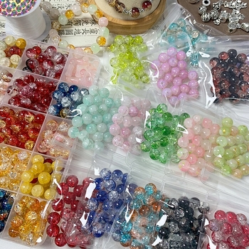 Staklene okrugle perle, ručno izrađen DIY paket za nakit – materijali za narukvicu i ogrlicu