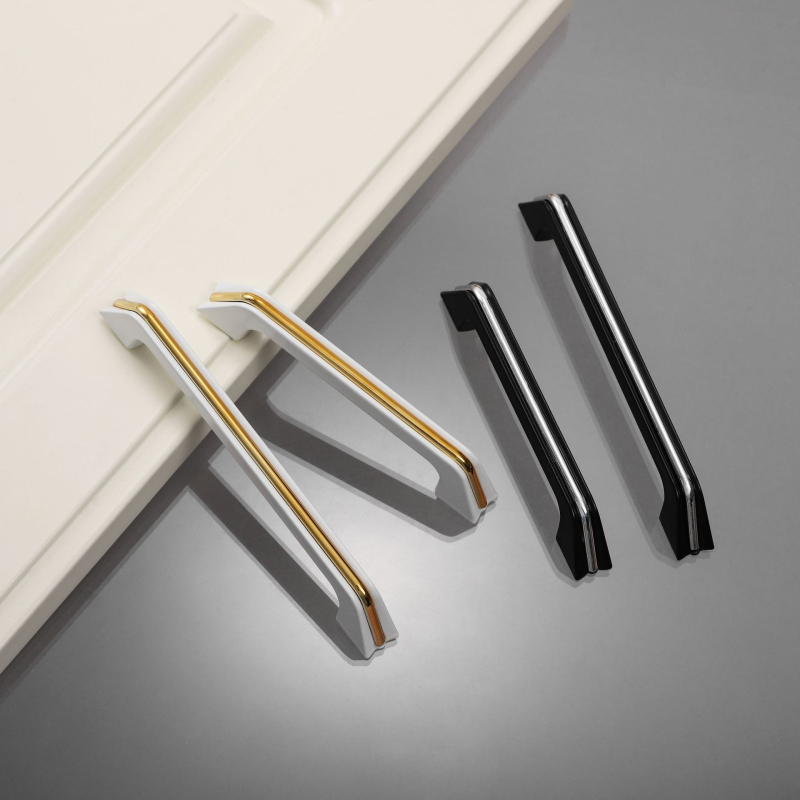 Moderna minimalistička dvodijelna vitrina s vratima i ladicama, aluminijska legura, ručka
