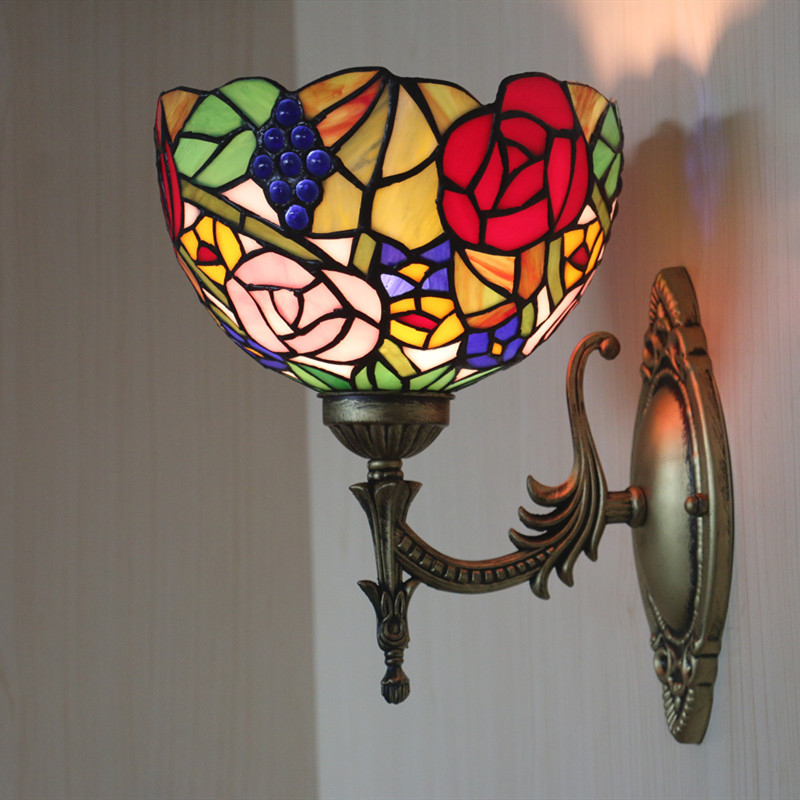 Zidna lampa europskog vintage stila sa staklenim abažurom, okrugla LED svjetiljka za dnevni boravak, spavaću sobu, radnu sobu, blagovaonu, bar, kafić, stepenice
