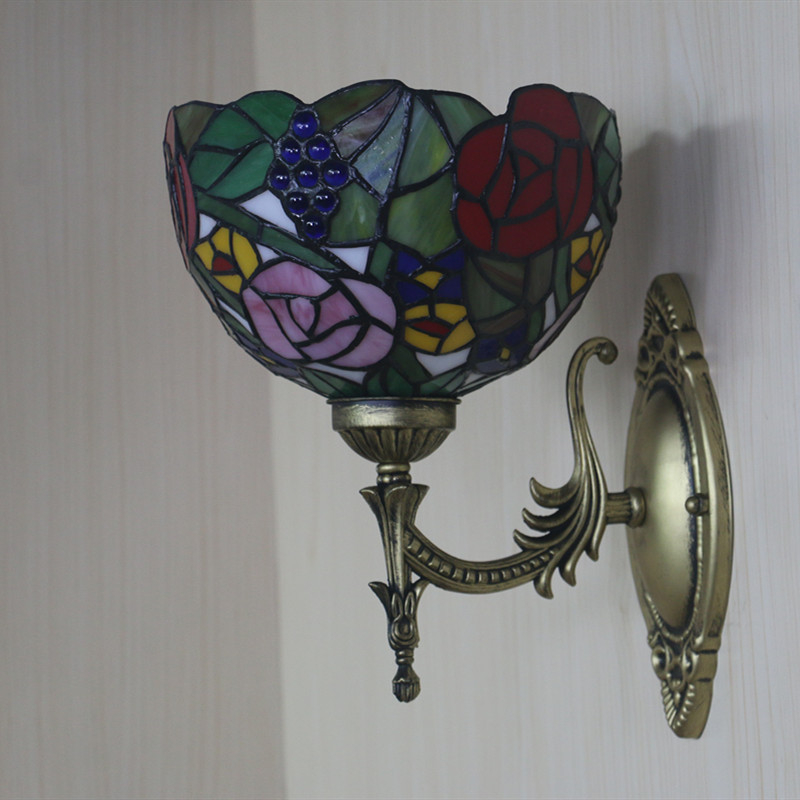 Zidna lampa europskog vintage stila sa staklenim abažurom, okrugla LED svjetiljka za dnevni boravak, spavaću sobu, radnu sobu, blagovaonu, bar, kafić, stepenice