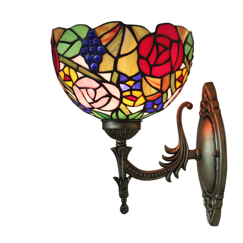 Zidna lampa europskog vintage stila sa staklenim abažurom, okrugla LED svjetiljka za dnevni boravak, spavaću sobu, radnu sobu, blagovaonu, bar, kafić, stepenice