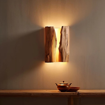 Lampa za zid od masivnog drveta u stilu Wabi-Sabi, prirodno drvo, noćno svjetlo za spavaću sobu, rasvjeta za gostinjstvo i restorane, ambijentalno svjetlo, retro dizajn za čajnu sobu