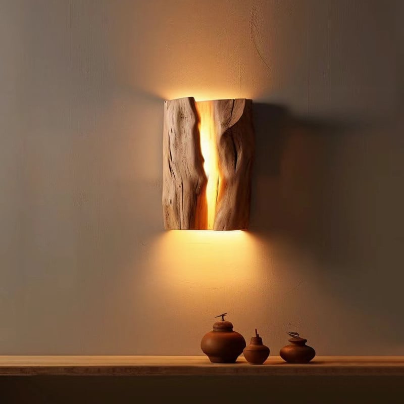 Lampa za zid od masivnog drveta u stilu Wabi-Sabi, prirodno drvo, noćno svjetlo za spavaću sobu, rasvjeta za gostinjstvo i restorane, ambijentalno svjetlo, retro dizajn za čajnu sobu