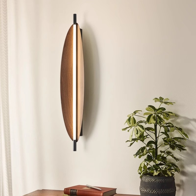 Zidna lampa u japanskom stilu wabi-sabi za čajnu sobu s motivom lista, dizajnerski kreativni retro antik, pogodna za spavaću sobu i radnu sobu