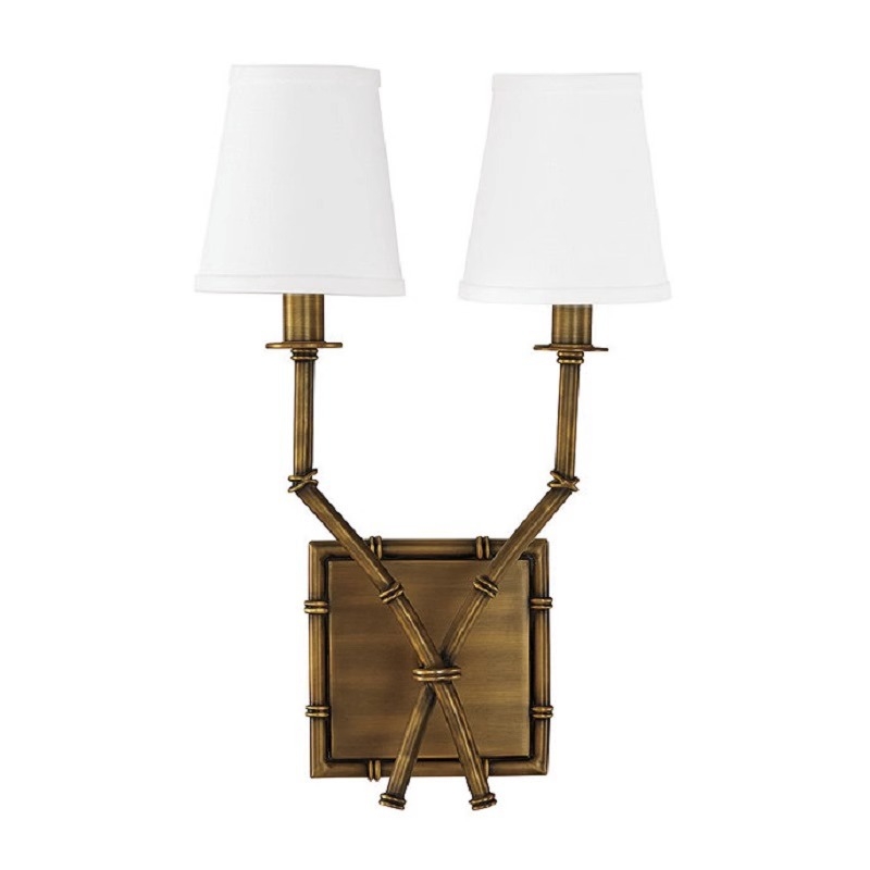 Zidna svjetiljka s dvije glave od kovanog željeza s imitacijom bambusa, američki vintage stil, francuska retro lampa za spavaću sobu