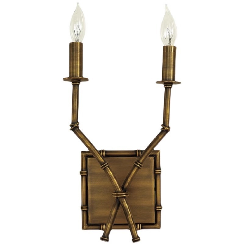 Zidna svjetiljka s dvije glave od kovanog željeza s imitacijom bambusa, američki vintage stil, francuska retro lampa za spavaću sobu
