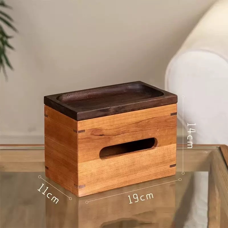 Drvena kutija za maramice, kreativni višefunkcionalni držač maramica, uspravni stolni držač maramica, posuda za maramice u stilu lampe