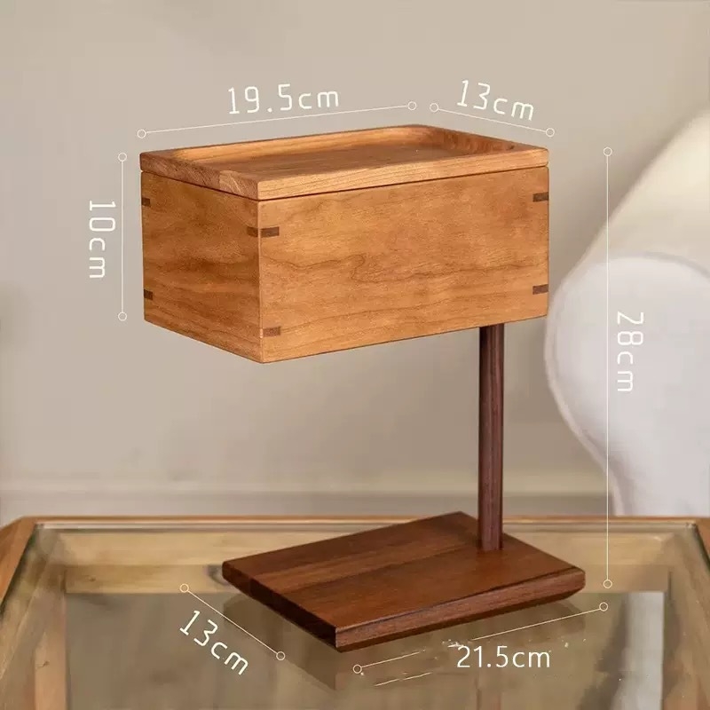 Drvena kutija za maramice, kreativni višefunkcionalni držač maramica, uspravni stolni držač maramica, posuda za maramice u stilu lampe