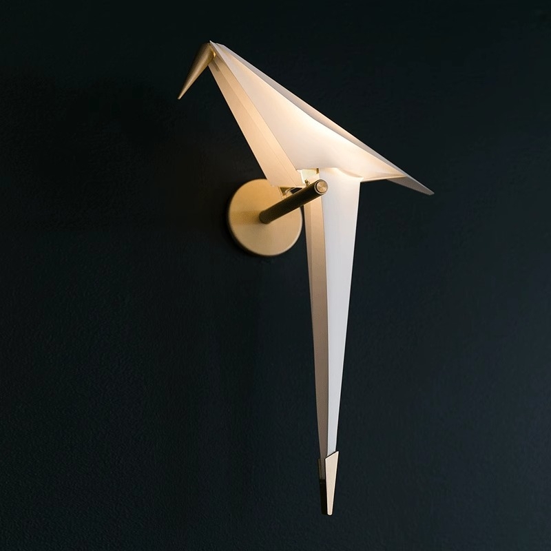 Zidna svjetiljka s motívom origami ptice – skandinavski minimalistički stil za dnevni boravak, blagovaonicu, stubište i spavaću sobu
