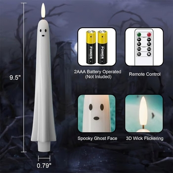 Daljinski upravljani LED držač svijeće s lutkom-duhom za Halloween