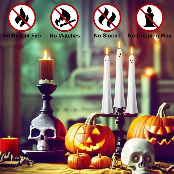 Daljinski upravljani LED držač svijeće s lutkom-duhom za Halloween