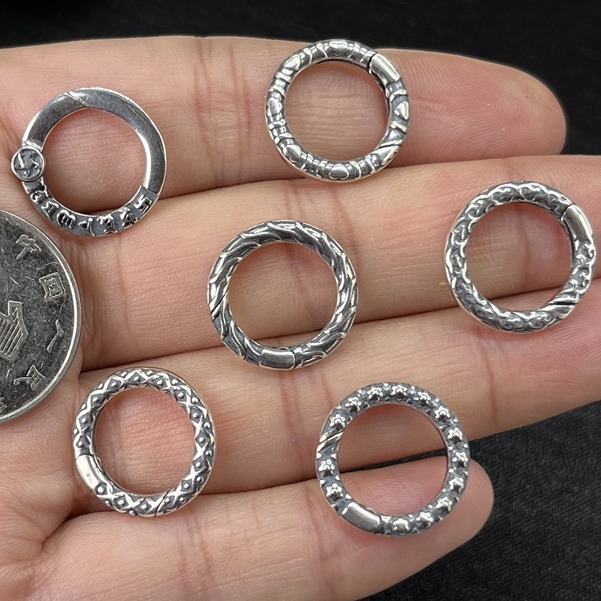 S925 Sterling srebro – Vintage zatvarač za ogrlicu, okrugli opružni zatvarač i konektor za privjesak