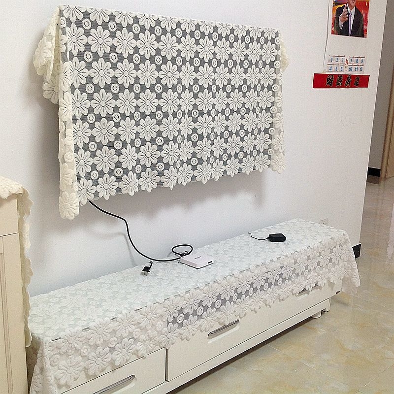 Navlaka za TV LCD 46–55 inča, čipkani pastoralni uzorak, visići tip, otporan na prašinu i mrlje, poliester