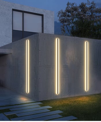 Vanjska zidna LED svjetiljka, IP54 vodootporna, minimalistički dugi trak za ulaz moderne vile