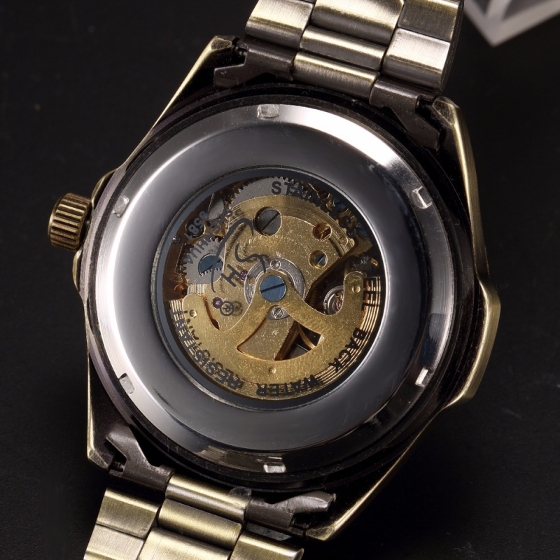 shenhua Férfi csontváz dizájnú automata mechanikus karóra, mindennapi nosztalgikus stílus, 42 mm-es számlap, bőrszíj