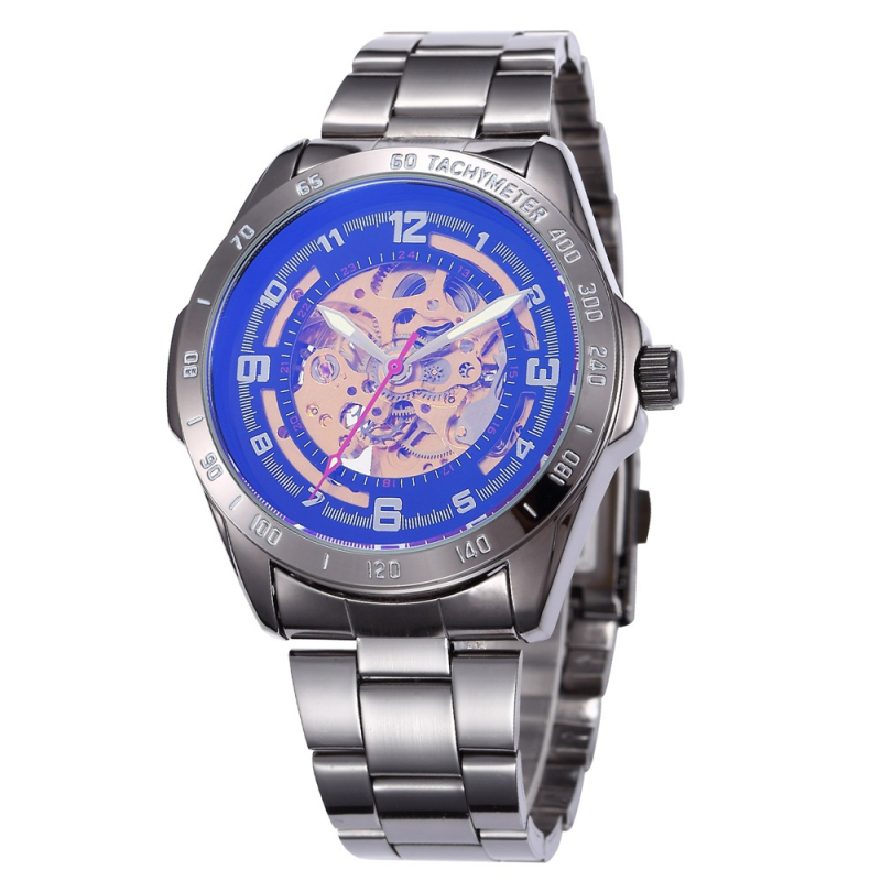 shenhua Férfi csontváz dizájnú automata mechanikus karóra, mindennapi nosztalgikus stílus, 42 mm-es számlap, bőrszíj