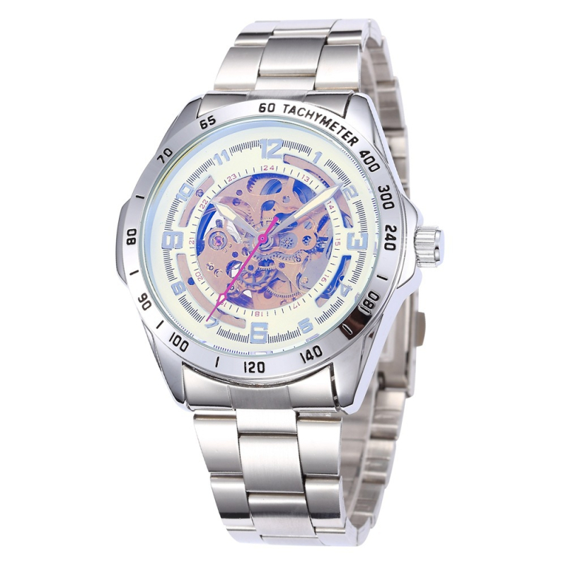 shenhua Férfi csontváz dizájnú automata mechanikus karóra, mindennapi nosztalgikus stílus, 42 mm-es számlap, bőrszíj