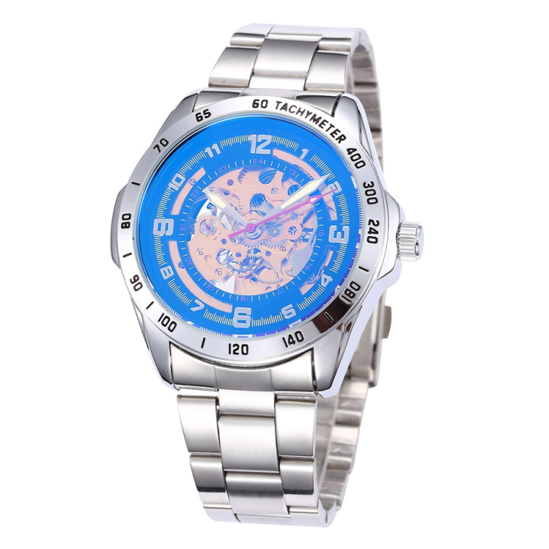 shenhua Férfi csontváz dizájnú automata mechanikus karóra, mindennapi nosztalgikus stílus, 42 mm-es számlap, bőrszíj