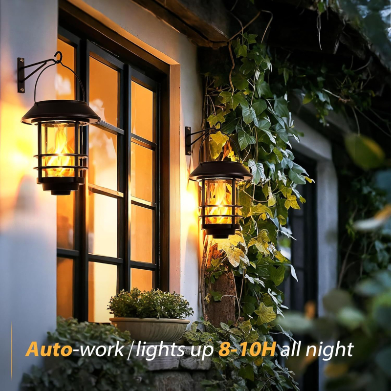 Solarna LED fenjer za vanjske zidove – vrtna dekoracija s LED plamenom