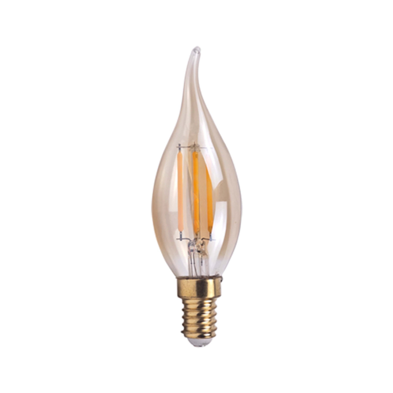 LED Edison žarulja s E14 navojem, mosazna baza, vintage filamentna svjetiljka u obliku svijeće, model C35