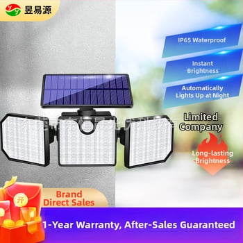 Solarna zidna svjetiljka za vanjsku upotrebu sa tri LED glave i senzorom pokreta
