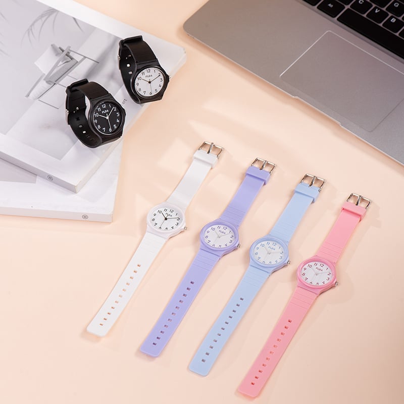 Philoda sat za tinejdžere, korejskog stila minimalistični analogni sat s PU remenom, 34 mm kružni brojčanik, vodootpornost 30 m