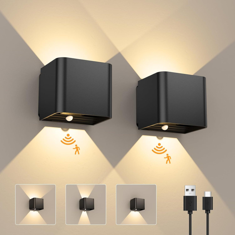 Novo moderno minimalističko zidno svjetlo za spavaću sobu sa senzorom pokreta, USB napajanje