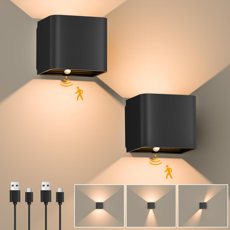 Novo moderno minimalističko zidno svjetlo za spavaću sobu sa senzorom pokreta, USB napajanje